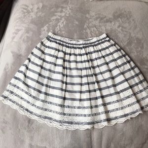 White and grey striped skirt